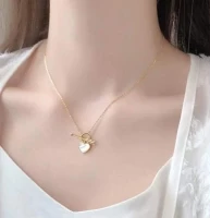 Simple Shell Peach Heart Arrow Pendant Necklace For Women
