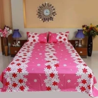 Pink Bed Sheet with Pillow Covers