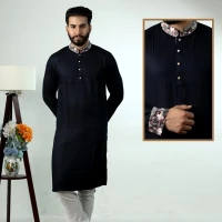 Cotton Indian Fabrics Panjabi (Black)