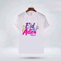 Eid Al Adha Synthetic T-shirt for Men Digital Purple And Pink Print T-Shirts