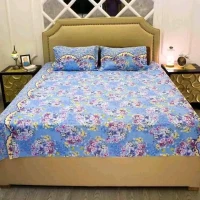 Blue Bed Sheet with Pillow Covers