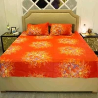 Orange Bed Sheet with Pillow Covers