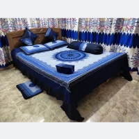 Fashionable Design Blue King Size Bed Sheet ( 8 Pcs Set)