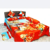 Exclusive Orange King Size Bed Sheet Set with Pillow Covers