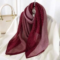 2022 New Fashion Maroon Print Cotton Viscose Scarf For Women Striped Shawls Beach Foulard Hijabs
