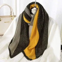 2022 New Fashion Yellow And Black Print Cotton Viscose Scarf For Women Striped Shawls Beach Foulard Hijabs