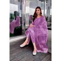 New Unstitched Indian Soft Tissue Free Size(4 piece) Salwar Kameez For Women