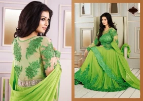 View Similar Products Georgette Parrot Color Embroidered Semi-Stitched Anarkali Suit